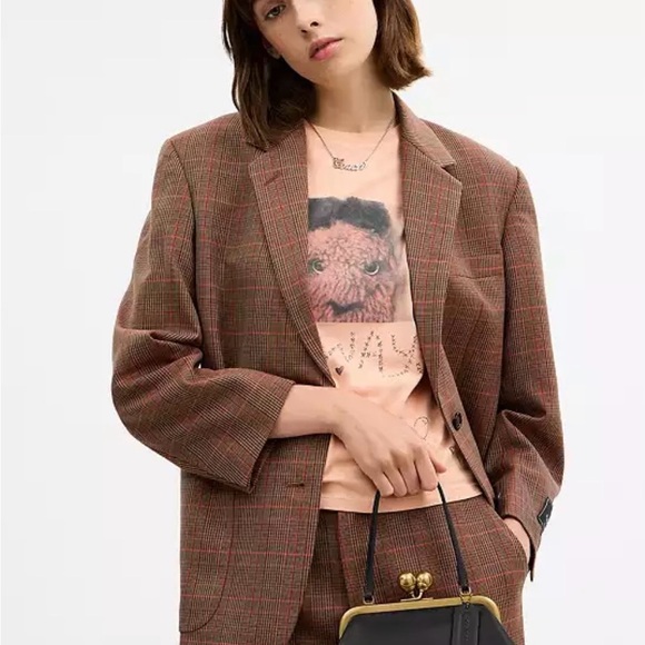 Coach Black and Gold Clutch with Heart Clasp - Picture 4 of 8